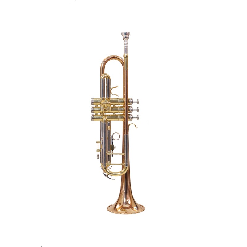 Professional Bb Trumpet Rose Gold and Silver Finish, Standard Orchestral Instrument Professional Bb Trumpet Rose Gold and Silver Finish, Standard Orchestral Instrument